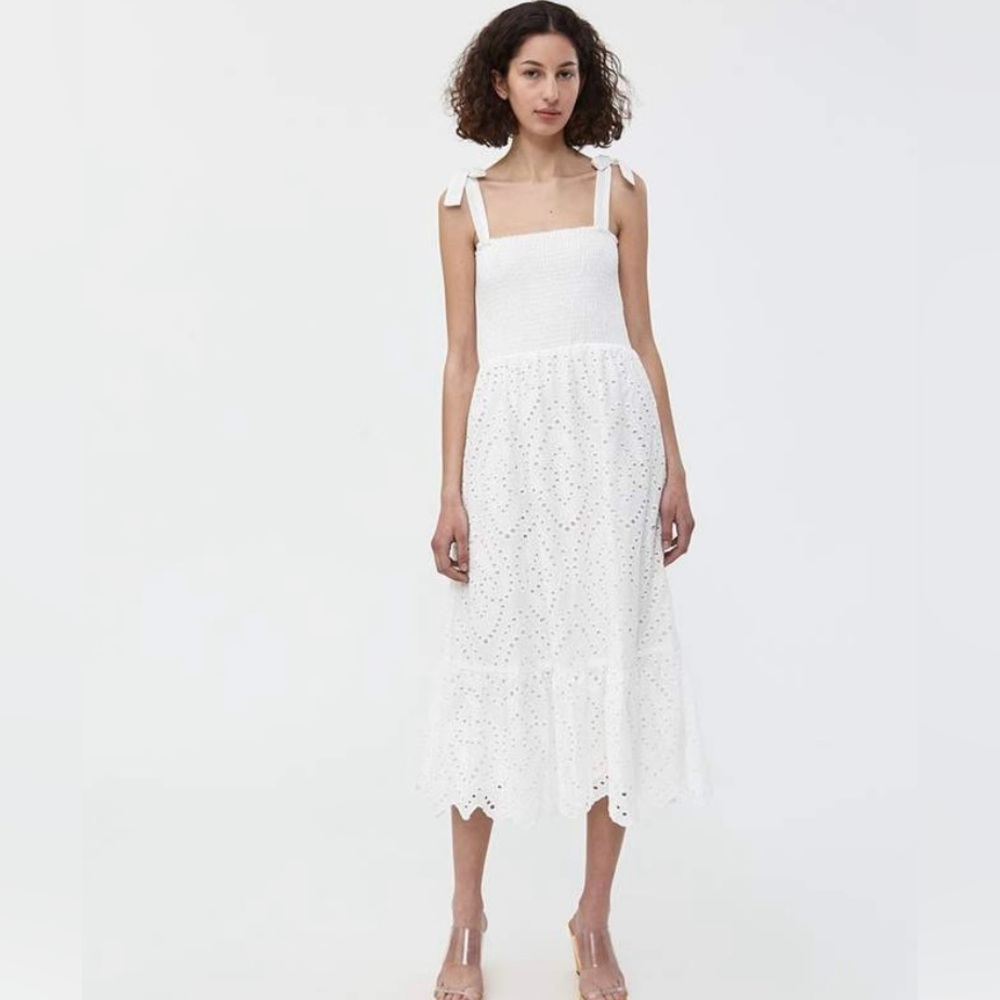 NWOT Need supply Co. Farrow white smocked eyelet dress, size M
